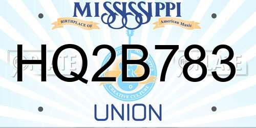 HQ2B783 Mississippi License Plate