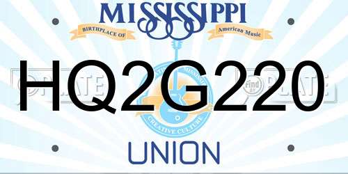 HQ2G220 Mississippi License Plate
