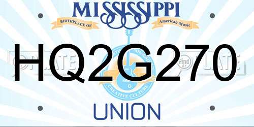 HQ2G270 Mississippi License Plate