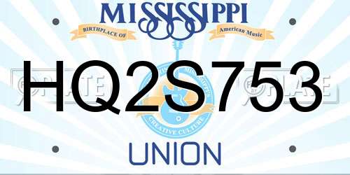 HQ2S753 Mississippi License Plate