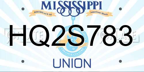 HQ2S783 Mississippi License Plate