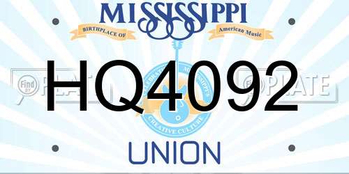 HQ4092 Mississippi License Plate