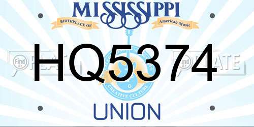 HQ5374 Mississippi License Plate