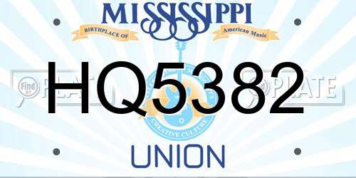 HQ5382 Mississippi License Plate