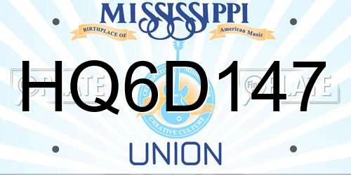 HQ6D147 Mississippi License Plate