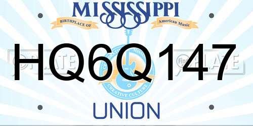HQ6Q147 Mississippi License Plate