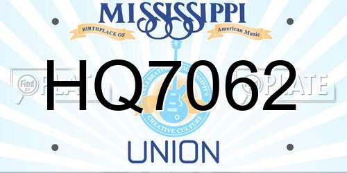 HQ7062 Mississippi License Plate