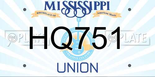 HQ751 Mississippi License Plate