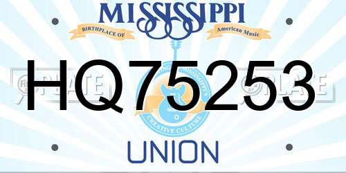 HQ75253 Mississippi License Plate
