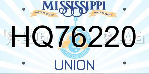 HQ76220 Mississippi License Plate