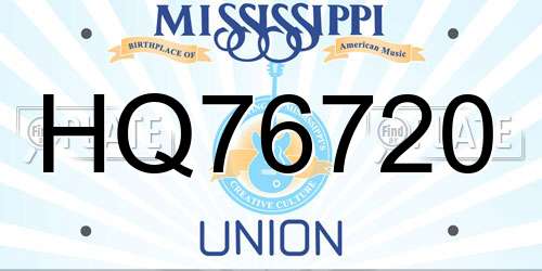 HQ76720 Mississippi License Plate