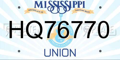 HQ76770 Mississippi License Plate