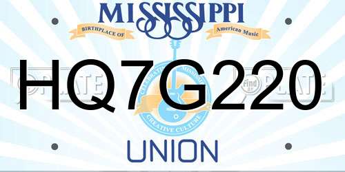 HQ7G220 Mississippi License Plate
