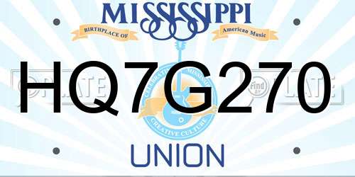 HQ7G270 Mississippi License Plate