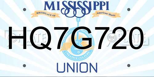 HQ7G720 Mississippi License Plate