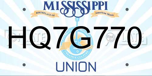HQ7G770 Mississippi License Plate