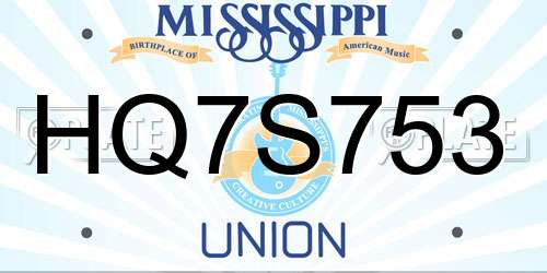 HQ7S753 Mississippi License Plate