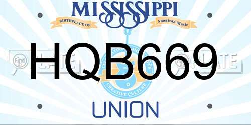 HQB669 Mississippi License Plate