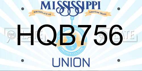 HQB756 Mississippi License Plate
