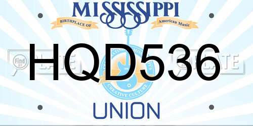 HQD536 Mississippi License Plate