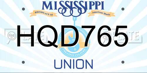 HQD765 Mississippi License Plate