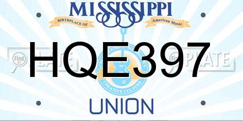 HQE397 Mississippi License Plate