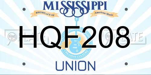 HQF208 Mississippi License Plate