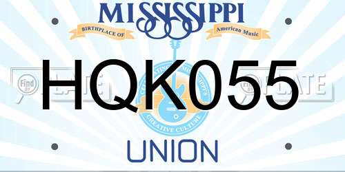 HQK055 Mississippi License Plate