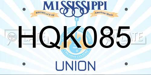 HQK085 Mississippi License Plate