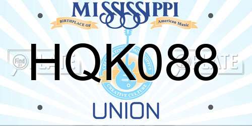 HQK088 Mississippi License Plate