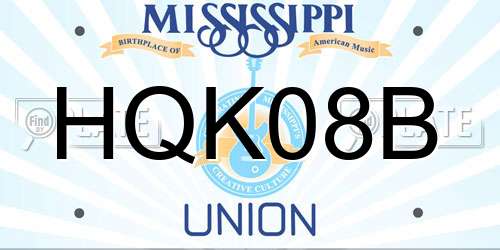 HQK08B Mississippi License Plate