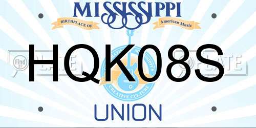 HQK08S Mississippi License Plate