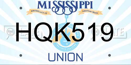 HQK519 Mississippi License Plate
