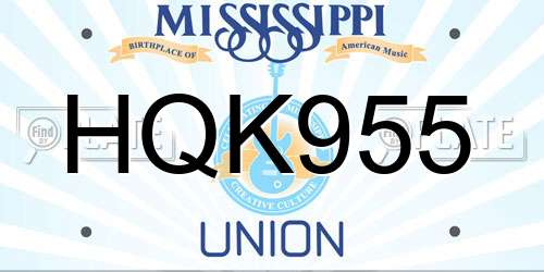 HQK955 Mississippi License Plate