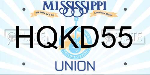 HQKD55 Mississippi License Plate