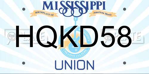 HQKD58 Mississippi License Plate