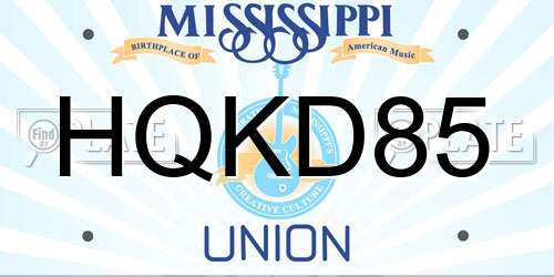 HQKD85 Mississippi License Plate