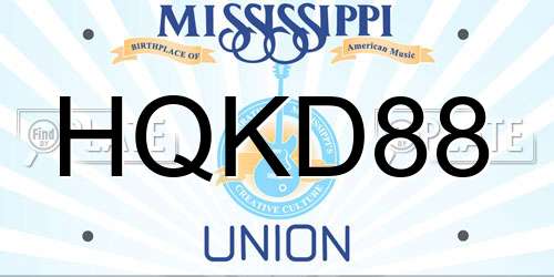 HQKD88 Mississippi License Plate