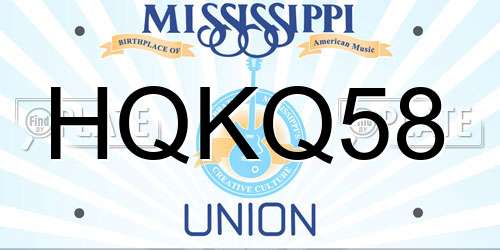HQKQ58 Mississippi License Plate