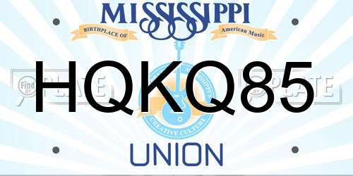 HQKQ85 Mississippi License Plate