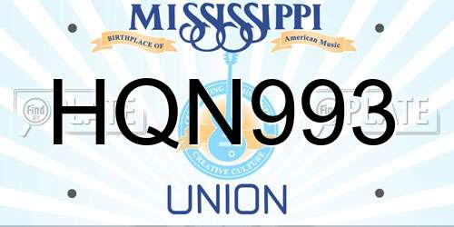 HQN993 Mississippi License Plate