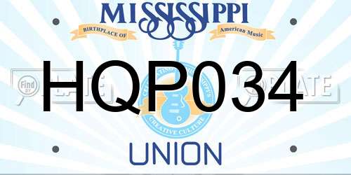 HQP034 Mississippi License Plate