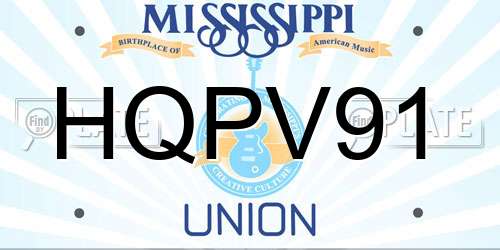 HQPV91 Mississippi License Plate