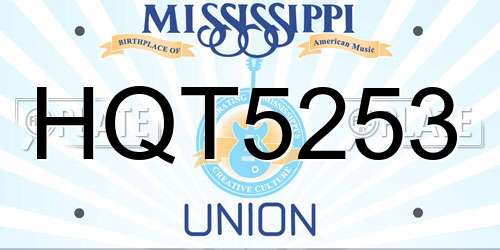 HQT5253 Mississippi License Plate