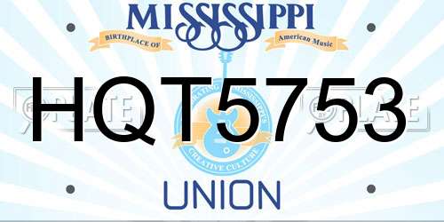 HQT5753 Mississippi License Plate