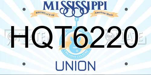 HQT6220 Mississippi License Plate