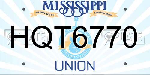 HQT6770 Mississippi License Plate