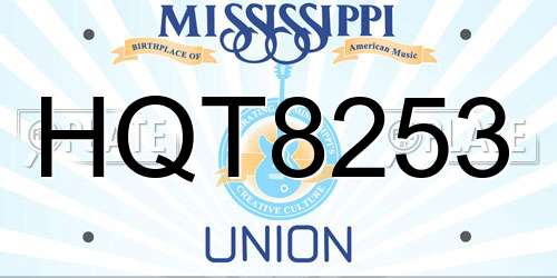 HQT8253 Mississippi License Plate