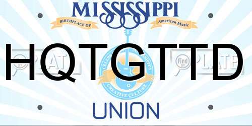 HQTGTTD Mississippi License Plate