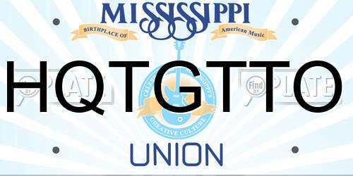HQTGTTO Mississippi License Plate